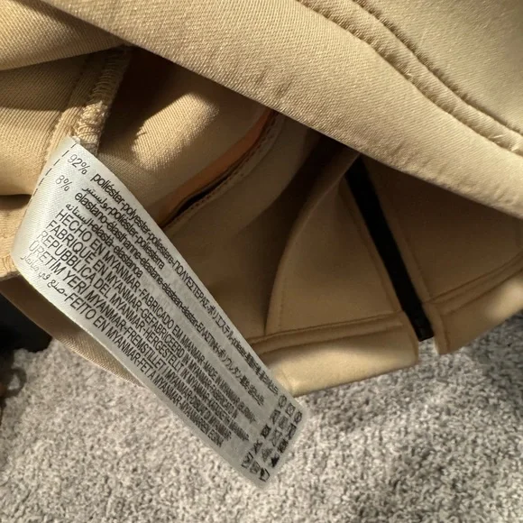 Zara Scuba Zip Up Jacket Size Small Beige Puff Sleeve Athleisure - Picture 11 of 11